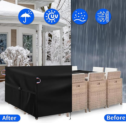 Patio Furniture Covers for Table and Chairs, Waterproof Patio Set Cover for 4-6 Person Patio Furniture Set/Outdoor Balcony Furniture Sets, Rectangular-96 L x 48" W x 28" H