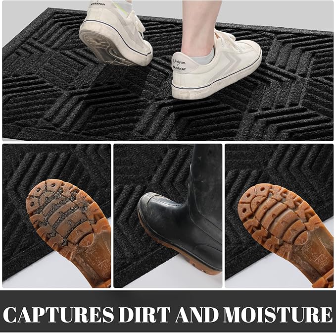 Yimobra Outdoor Indoor Runner Mat 72x24, All-Season Waterproof Entrance Mat for Front Door with Drainage Holes, Heavy Duty Non-Slip Doormat for Garage Patio Entryway, Black
