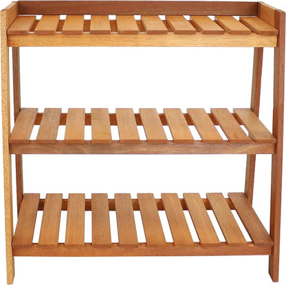 Sunnydaze Outdoor Meranti Wood 3-Tiered Garden Shelf - Image 8