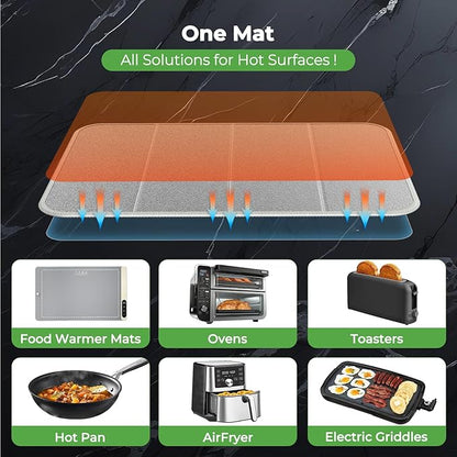 FYY Heat-resistant Mat for Food Warming Mats - 23×15.4 inch Tables Protected, Up to 50% Temperature Block, Foldable and Space-Saving, Waterproof, Oil-Resistant (Not Include Food Warming Mat)