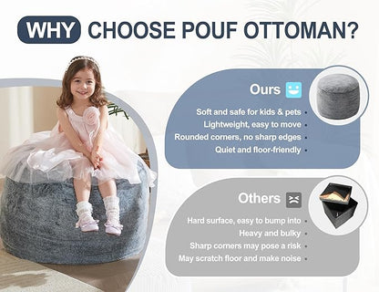 Pouf Ottoman Foot Stool Ottomans Foot Rest for Couch Small Ottoman Pouf Poof Ottomans for Living Room Poofy Footstools Foot Rest for Chair Hassocks 20"x15" Khaki