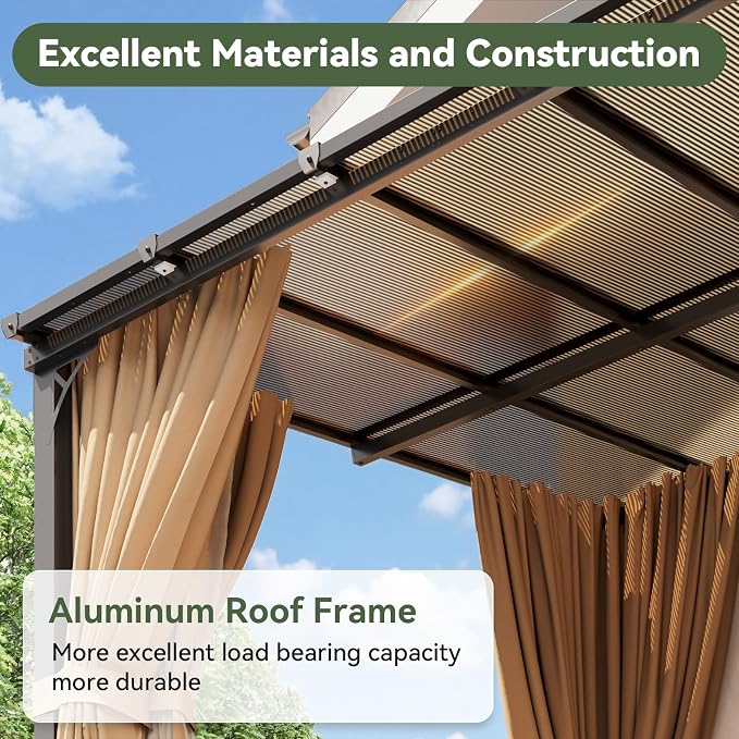 Aoxun 12x10FT Pergola with Netting and Curtains - Image 5