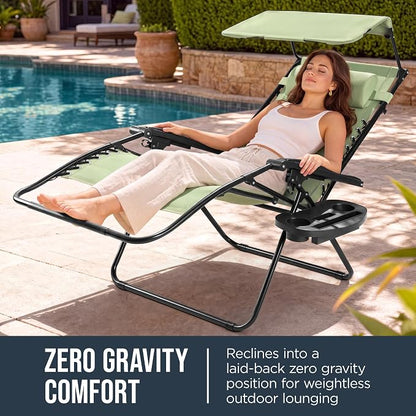 Best Choice Products Oversized Padded Zero Gravity Chair w/Canopy Headrest Cup - Image 3