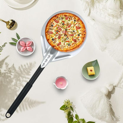 Perforated Pizza Peels 6 INCH pizza spatula paddle Long Handle Metal Pizza Spatula for Indoor and Outdoor (12inch extension)