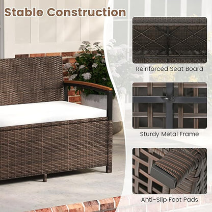RELAX4LIFE Wicker Outdoor Storage Bench - Image 8