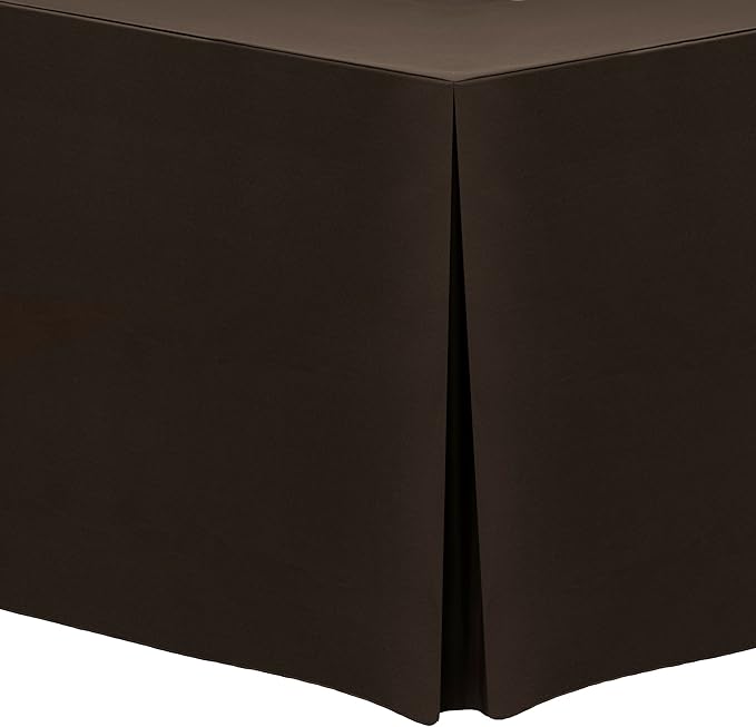 Ultimate Textile 5 ft. Fitted Polyester Tablecloth - Fits 30 x 60-Inch Banquet and Folding Rectangular Tables - 42" H, Chocolate Brown