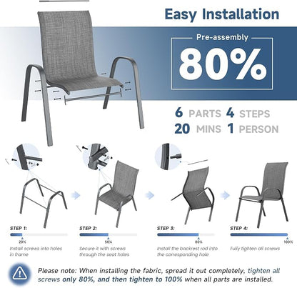 Amopatio Patio Chairs Set of 4, Breathable Garden Outdoor Furniture - Image 6