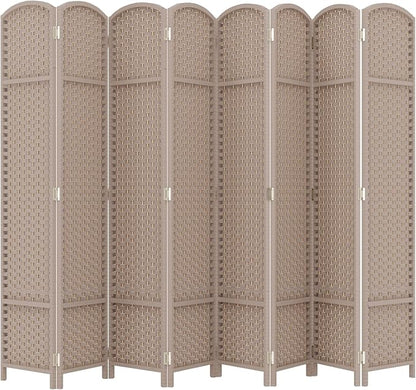 Room Divider 8 Panel Screen 5.6 Ft Tall Partition Room Dividers Beige Privacy Screens Folding Room Separation Free Standing Waterproof Wood Frame Wall Divider