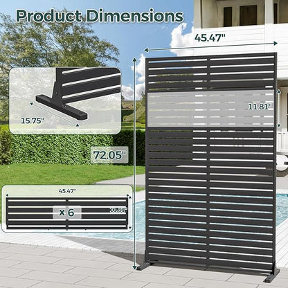 Privacy Fence Screen Outdoor Freestanding Privacy Panel, 72" H×47" W HDPE Decorative Panels with Stand, Room/Garden Divider, Outdoor Privacy Screen for Patio,Deck, Balcony, Pool