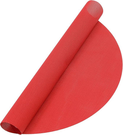 SHACOS Large Size Wedge Shape Placemats with Centerpiece Round Mat Set of 5 Round Table Place Mats Washable Dining Table Placemats Reversible, Red