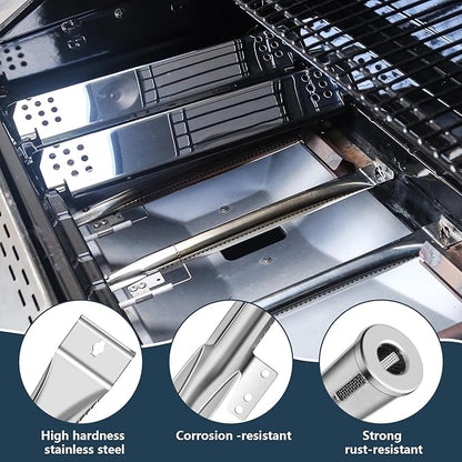 Grill Parts for Nexgrill replacement parts 5 Burner 720-0888 720-0888N 720-0888A,Stainless Cooking Grate,Heat Shield,Burner Kit for Nexgrill replacement parts 4 Burner 720-0830 720-0830H Grill Grates