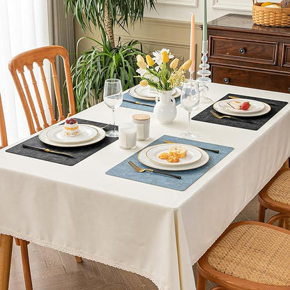 Romanstile Reversible Vinyl Placemats Set of 4, Faux Leather 100% Waterproof Oil-Proof Wipeable Place Mats, Heat Resistant Dual Sided Table Mats for Kitchen/Dining/Party (Grey Sky Blue, 12 x 17 Inch)
