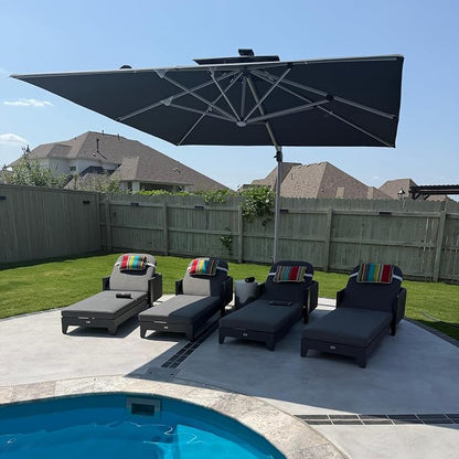 PURPLE LEAF Cantilever Umbrella 11'X11' Double Top Solar LED Light, Stays bright - Image 2