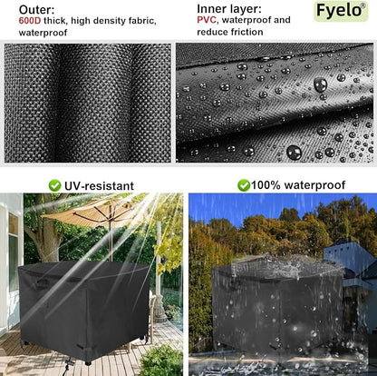 Square 36 Inch Gas Fire Pit Cover 36"L x 36"W x 24"H Waterproof Heavy duty Outdoor Cover for Patio Firepit Table, Black