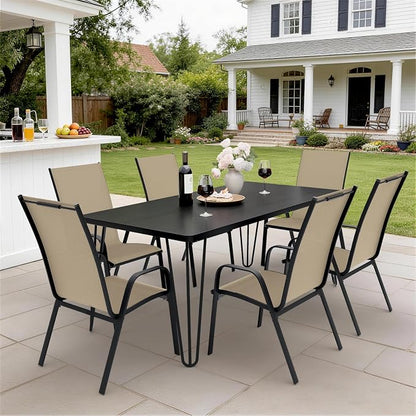 JEAREY Patio Dining Chairs Set of 6, Outdoor Stackable Dining Furniture Set - Image 4