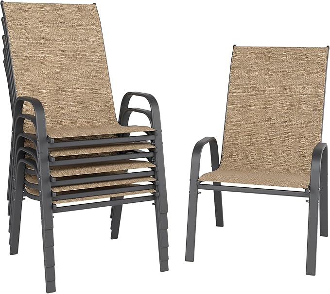 Patio Chairs Set of 6, Outdoor Dining Chairs Stackable by furniture