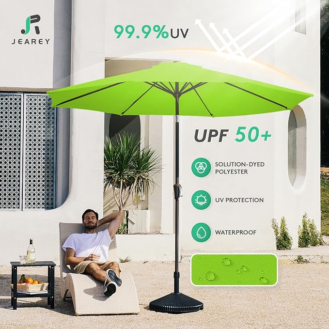 JEAREY 9FT Outdoor Patio Umbrella, Market Umbrella, Apple Green | Outdoor Table - Image 3