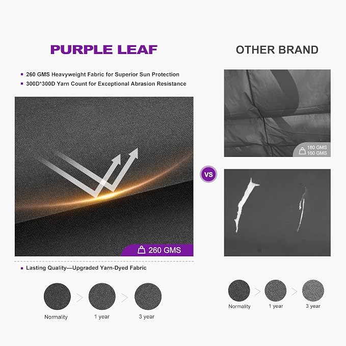 PURPLE LEAF Outdoor Pergola 11' X 13' Retractable Canopy Aluminum, Custom Shade - Image 4