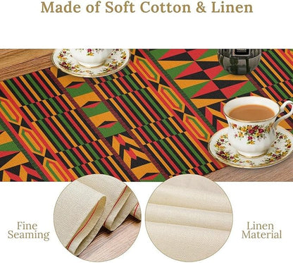 African Table Runner, Kwanzaa Black History Month Kente National Table Runner for Holiday Party Home Kitchen Dining Room 13x60in