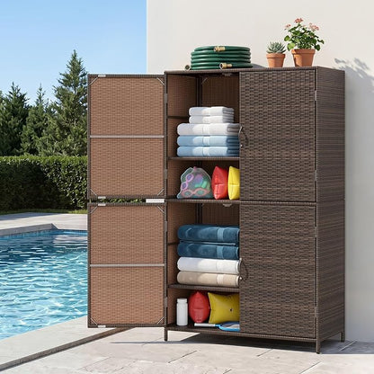 Tangkula Rattan Outdoor Storage Cabinet - Image 6