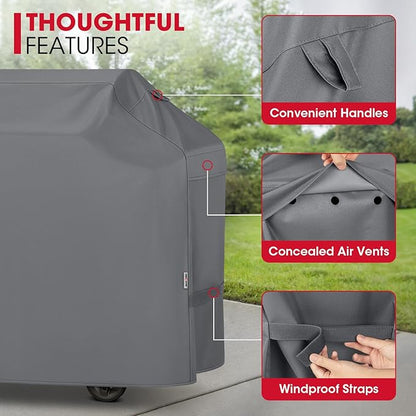 Unicook Large Gas Grill Cover 70 Inch, Outdoor Heavy Duty Waterproof BBQ Cover, Fade Resistant Patio Barbecue Protector, All Weather Protection for Backyard Grills, Gray