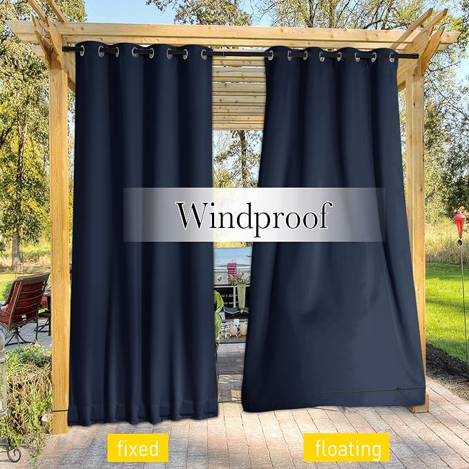 NICETOWN 2 Panels Outdoor Curtains Bottom Fixed - Image 6