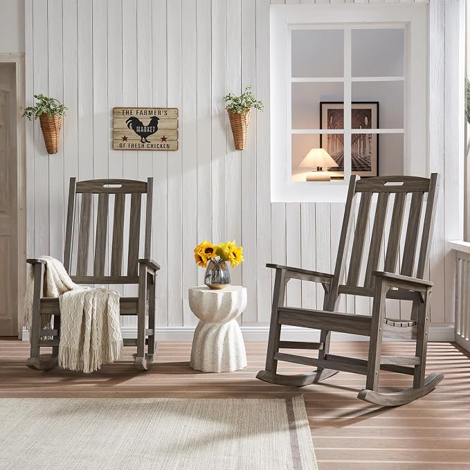 Outdoor Rocking Chair Set of 2, Oversized Porch Rocker | Weather Resistant - Image 6