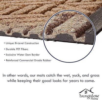 WaterHog Heavy Duty Doorway Mat, 4' x 6', Made in USA, Durable & Skid-Resistant Entryway Mat, Water-Trapping, Indoor/Outdoor Decorative Floor Covering, Cordova Collection, Bluestone