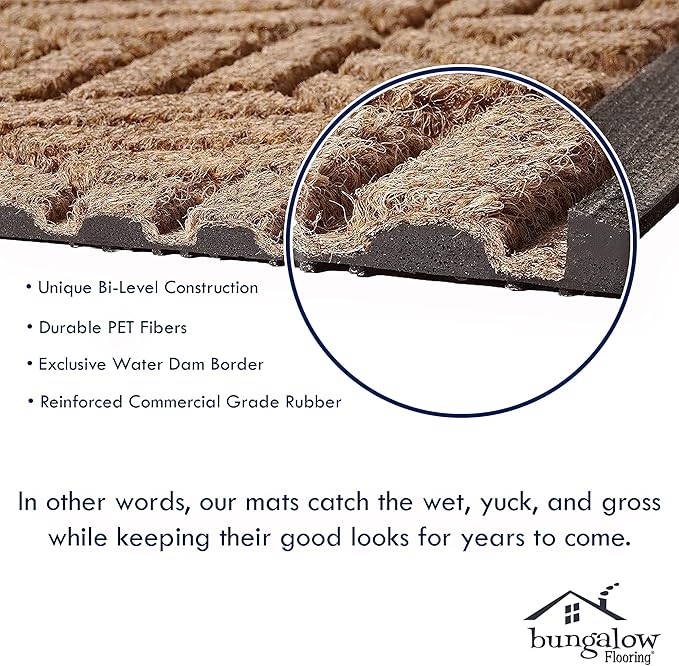 WaterHog Heavy Duty Doorway Mat, 2' x 3', Made in USA, Durable & Skid-Resistant Entryway Mat, Water-Trapping, Indoor/Outdoor Decorative Floor Covering, Cordova Collection, Bluestone