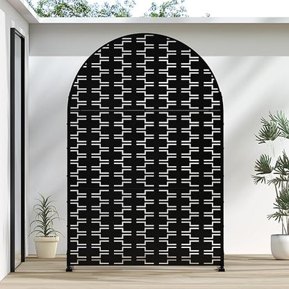 Casaphoria 72" H x 47" W Arched Metal Privacy Screen - Elegant Freestanding Outdoor Screen for Deck, Patio & Balcony - Versatile Decorative Privacy Panels for Home & Garden Use (Black-Brick)