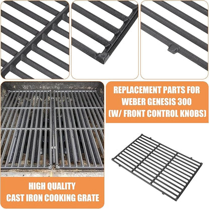 Grill Parts for Weber Genesis Parts Replacement, Fits Weber Genesis 300 Series with Front Control Knobs, for Weber Flavorizer Bars 7620 7621, Grate 7524 7528, Fits Weber Heat Deflector 7622 62756