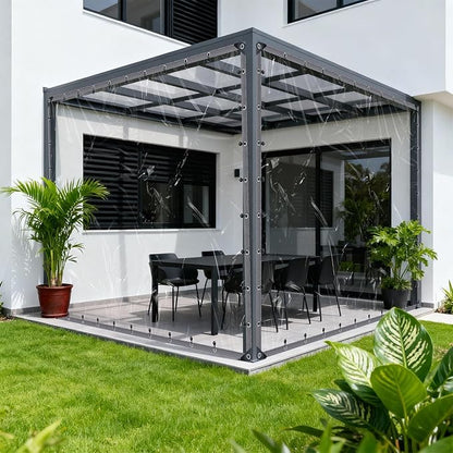6x7 FT Clear Vinyl Patio Enclosure Panels - Heavy Duty Waterproof Clear Tarps with Reinforced Edges & Grommets for Temporary Winter Porch Enclosure & Deck Enclosure