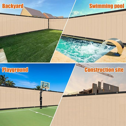 AYOHA 4' x 162' Privacy Fence Screen Fabric Mesh Shade Net Cover, Heavy Duty 160 GSM Privacy Barrier for Chain Link Fence, 90% Privacy Blockage, Excellent Airflow, Cable Zip Ties Included, Beige