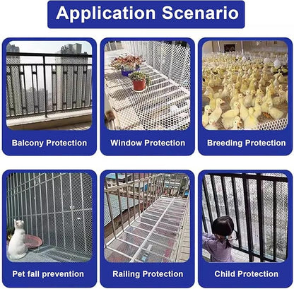 Plastic Wire Mesh Fence 39.3 Inches Wide Safety Fence Roll Balcony Protection Net Fencing Multi-Use Decorative Barrier for Chicken, Snow, Poultry, Patio, Garden, P(Size:1x20M - Mesh 1.8cm,Color:White)