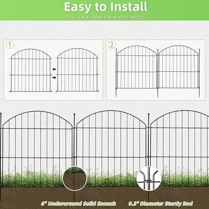 Decorative Garden Fence 24in (H) x10ft (L), 5 Pack No Dig Fence Animal Barrier for Dog, Arched Flower Bed Edging, Wire Border Panel Fencing for Yard Patio Outdoor Decor