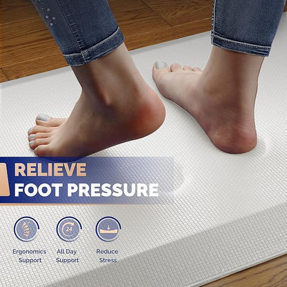 FEATOL Anti Fatigue Mats for Standing, 9/10 Extra Thick Ergonomic Standing Desk Mat, Comfort & Durable Memory Foam Standing Mat at Home,Office All Day (17" x 24", White, 1PC)