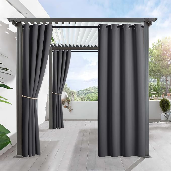 RYB HOME Outdoor Curtains for Waterproof, Indoor Outdoor Blackout Curtain | by RYBHOME