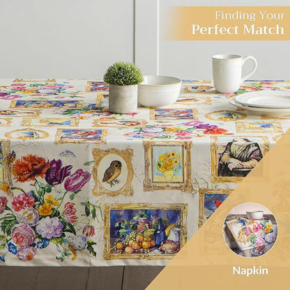 Maison d' Hermine Table Cloth Square Table 100% Cotton 60 x 60 Inches Tablecloth Reusable Decorative Everyday Use for Dining Room, Farmhouse, Home, Party, Festive & Wedding Spring Summer - Masterpiece