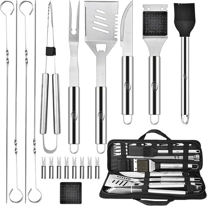 Kaluns Grilling Accessories, Dad Gifts for Christmas Grilling Gifts, Heavy Duty Stainless Steel Grill Set BBQ Grill Accessories for Outdoor Grill with Storage Case and Apron, Best Gifts for Men Dad