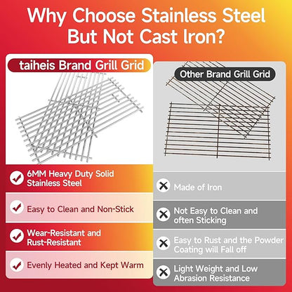 17''D x 28.5''W Grill Grates Replacement for Char-Broil 463242715,Silver Stainless Steel Grill Grate for Nexgrill 720-0882A,3Pack Grill Grates for Original Part Number: CHRG533-0009-W1
