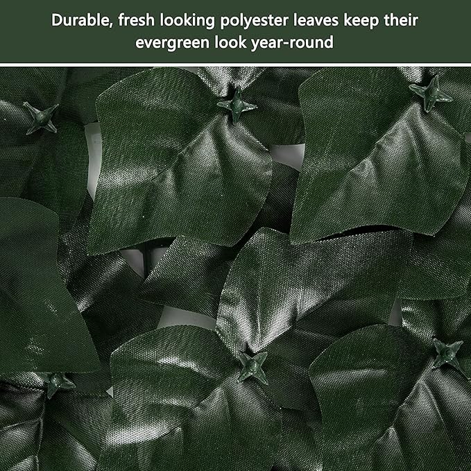 Faux Ivy Privacy Fence Screen Outdoor Expandable Artificial Greenery Roll Fake Hedge Wall Patio Green Plastic Leaf Plant Vine Grass Panels Gate Covering for Garden Yard Balcony (197 X 40 in)