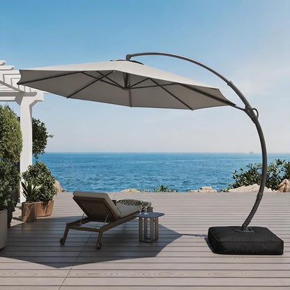 Outdoor Patio Umbrella with Base included, 11 FT Deluxe Curvy Cantilever - Image 2