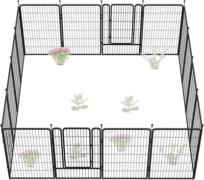 FXW Garden Fence Outdoor for The Yard – 45in(H) x 36.4ft(L) Heavy Duty Metal Animal Barrier for Dog and Rabbit, Decorative Dog Fence, 16 Panels, Black