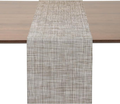 Myir JUN Table Runner, Vinyl Table Runner Indoor 55 Inch Long Arbitrarily Cropped Runner for Table Heatproof for Home Party (Caramel, 12 x 55 inch)