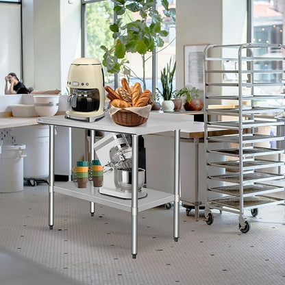 HARDURA Stainless Steel Table with Backsplash Metel Prep Table Commercial Kitchen Workbench 24x48 Inches NSF