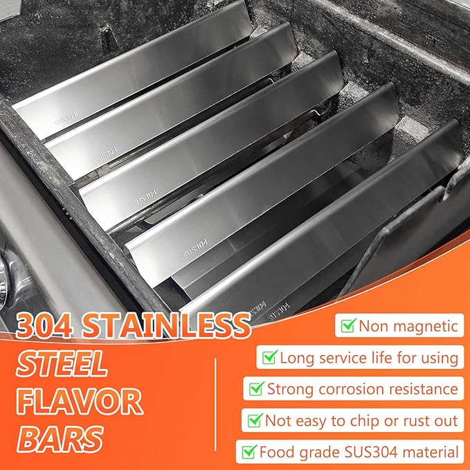 QuliMetal 17.5" SUS304 Flavorizer Bars for Weber Genesis 300 Series (2011-2016) - Fits E-310, E-330, S-310, S-330 with Front Control Knobs, SUS304 Heat Plates Replacement for Weber 7620 7621