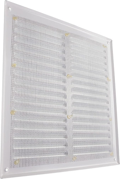 Vent Systems 10 x 10 Inch (Inner) White Vent Cover - Square Metal HVAC Return Air Grille with Mesh Screen - Register Wall Vent Duct Grill - Outdoor, Indoor, Crawlspace - Exhaust Ventilation Grill