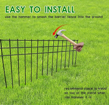 24x15-inch No Dig Animal Barrier Fence, 10 Pack Black Dig Protective Fence with 1.5 inch Spike spacing, Dog/Rabbit/Groundhog Underground Defence, for Outdoor Garden Patio