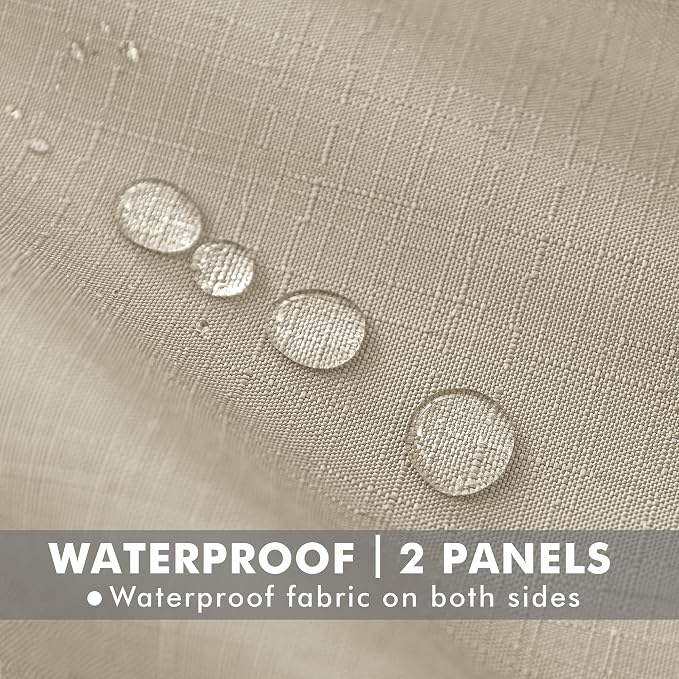 Linen Outdoor Curtains for Patio Waterproof 4 Pcs 54x120 In Cream | Light - Image 2