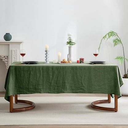 EVERLY 100% Pure Linen Rectangle Tablecloths 60x120Inches for Dining,Buffet Parties,Picnic,Events,Weddings and Restaurants,Decorative Halloween,Thanksgiving Machine Washable Tablecloths-Green